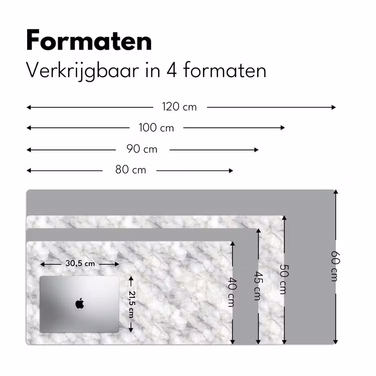 Grijs - Marmer - Gedetailleerd Muismat XXL klein 681 -sfeer5