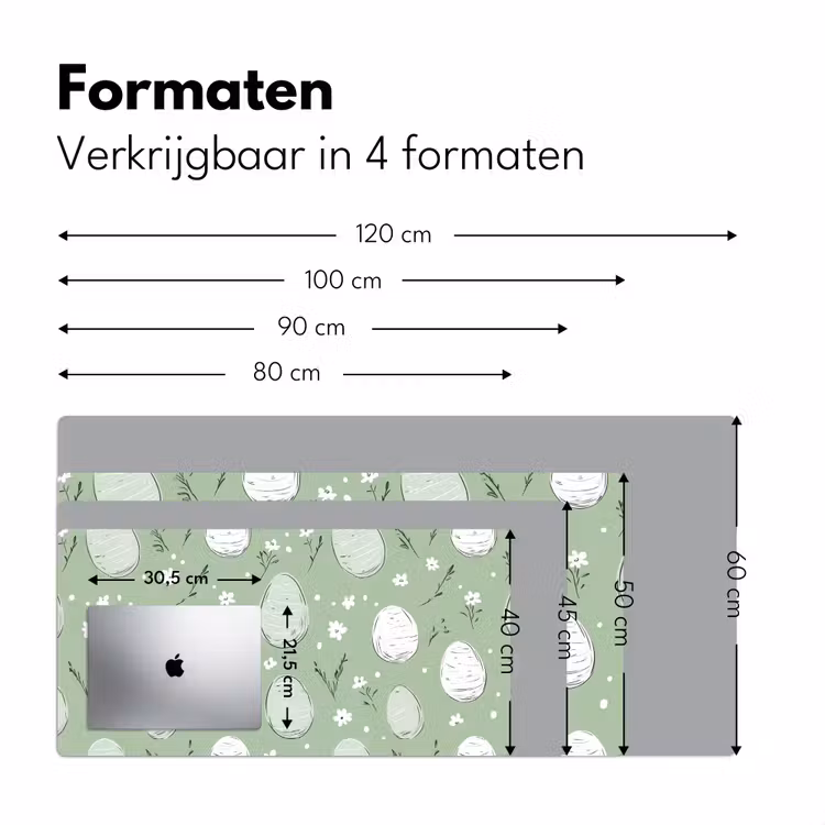 Groen - Eieren - Patroon Muismat XXL klein -sfeer5