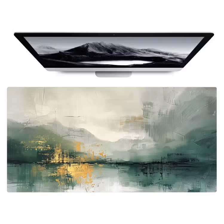 Groen - Modern - Abstract - Goud Muismat XXL klein -zzz3d