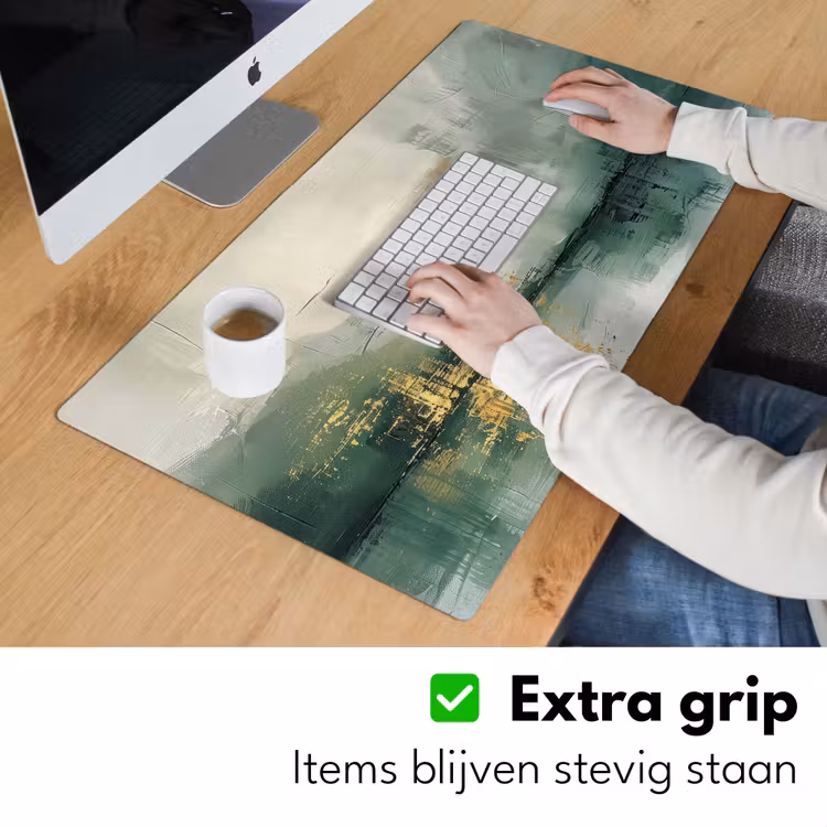Groen - Modern - Abstract - Goud Muismat XXL klein -sfeer3