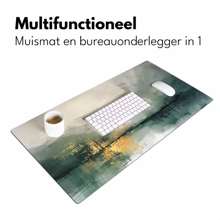 Groen - Modern - Abstract - Goud Muismat XXL klein -sfeer4