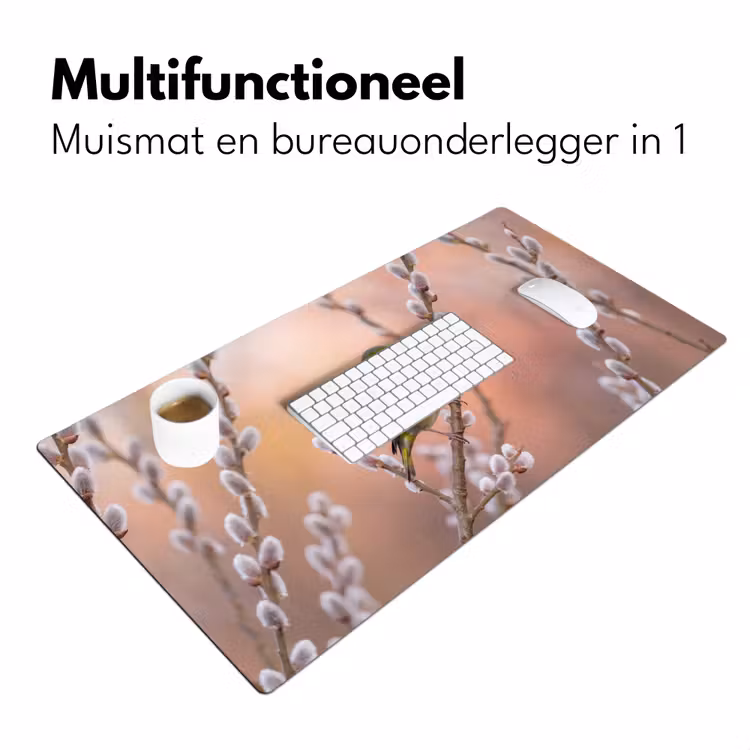 Groenling - Katjes - Lente - Natuur - Zacht Muismat XXL klein -sfeer4