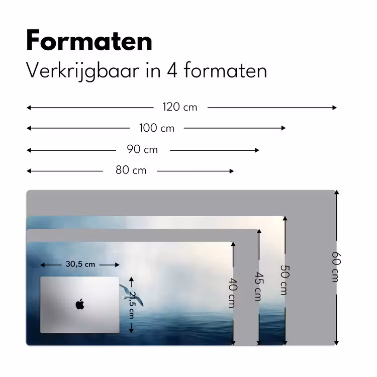 Meeuw - Wit - Zee - Mistig Muismat XXL klein -sfeer5