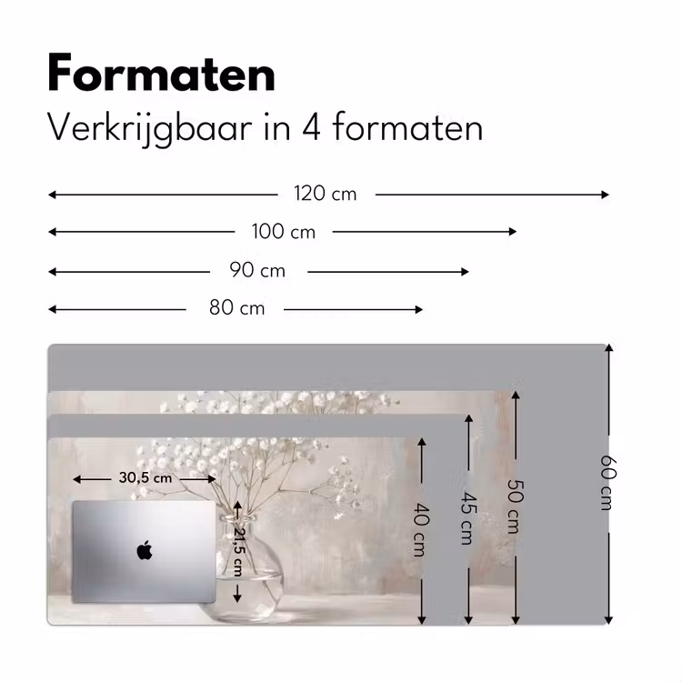 Gipskruid - Vaas - Wit Muismat XXL klein -sfeer5