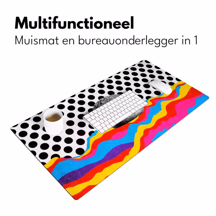 Hamburger - Stippen - Golven - Kleuren Muismat XXL klein -sfeer4
