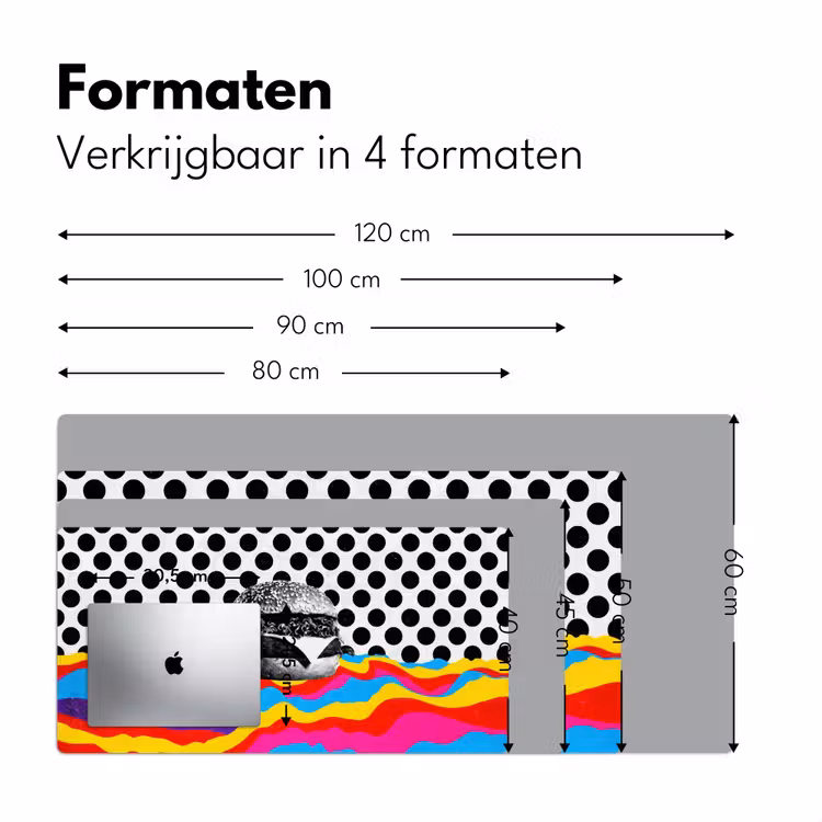 Hamburger - Stippen - Golven - Kleuren Muismat XXL klein -sfeer5