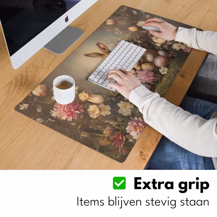 Haas - Stilleven - Bloemen Muismat XXL klein -sfeer3