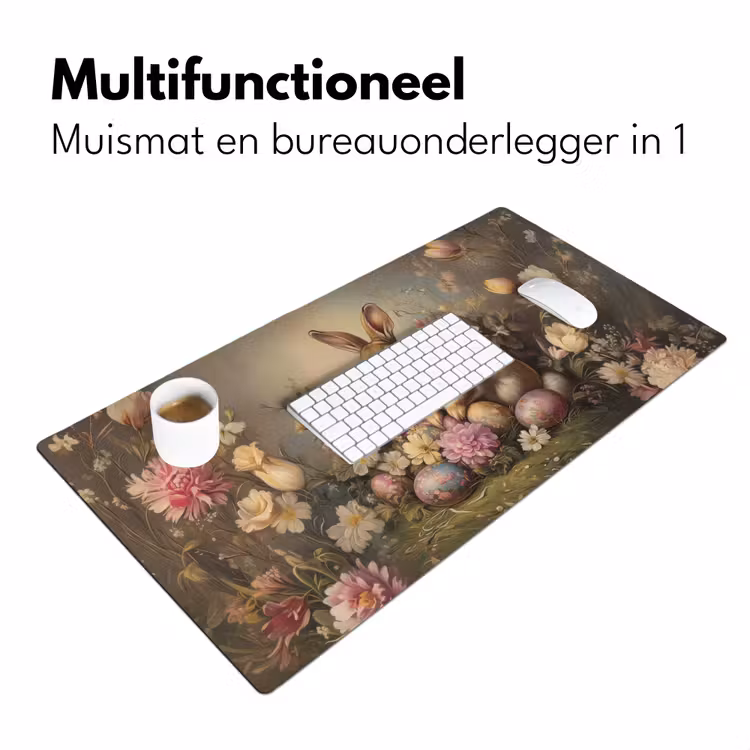 Haas - Stilleven - Bloemen Muismat XXL klein -sfeer4