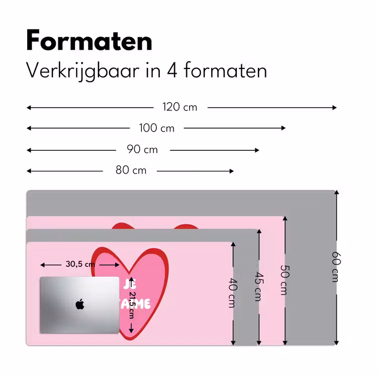 Hart - Frans - Valentijn - Roze Muismat XXL klein -sfeer5