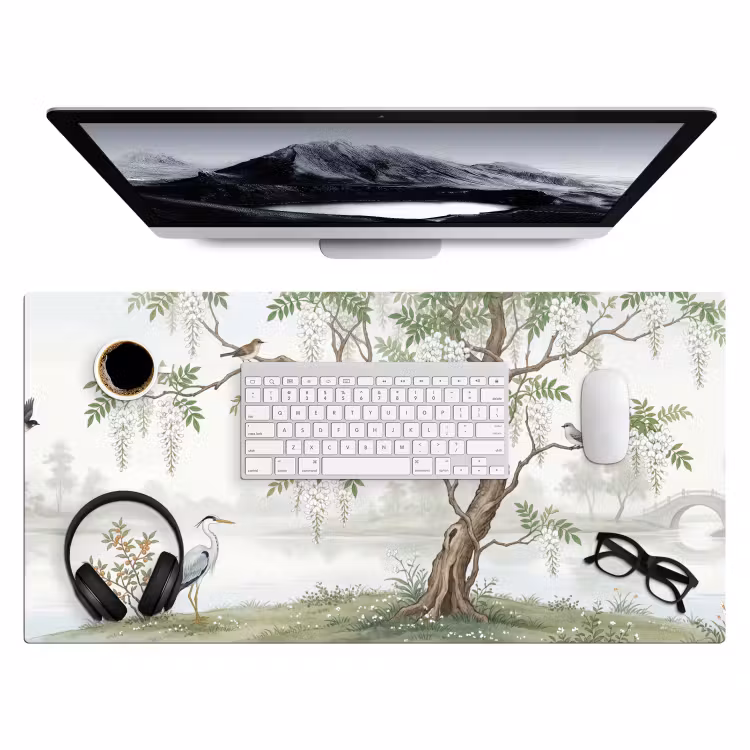 Reiger - Landschap - Groen Muismat XXL klein -3d