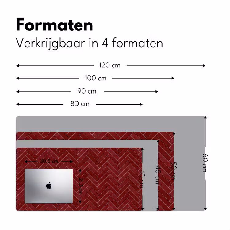 Visgraat - Wandtegel - Bordeaux - Rood Muismat XXL klein 681 -sfeer5