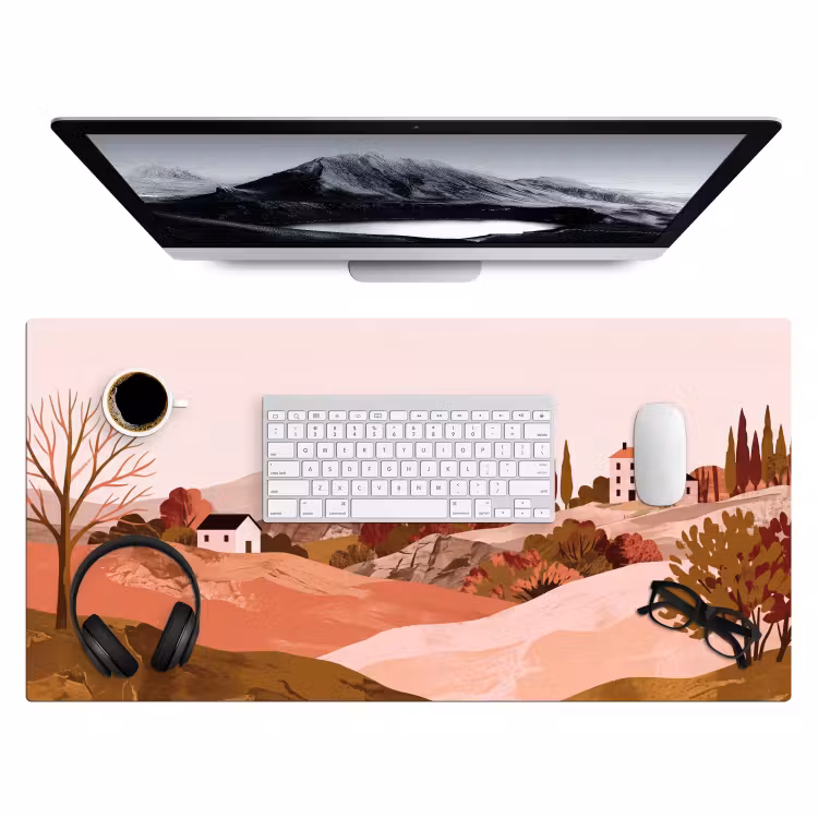 Heuvellandschap - Grafisch - Terracotta Muismat XXL klein -3d