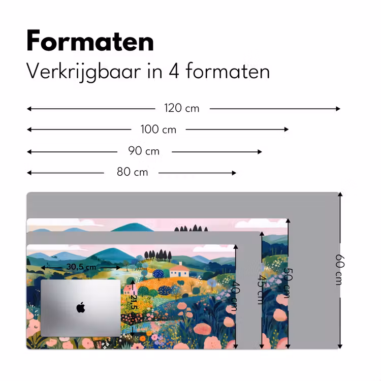 Heuvellandschap - Fantasierijk - Kleurcontrasten Muismat XXL klein -sfeer5