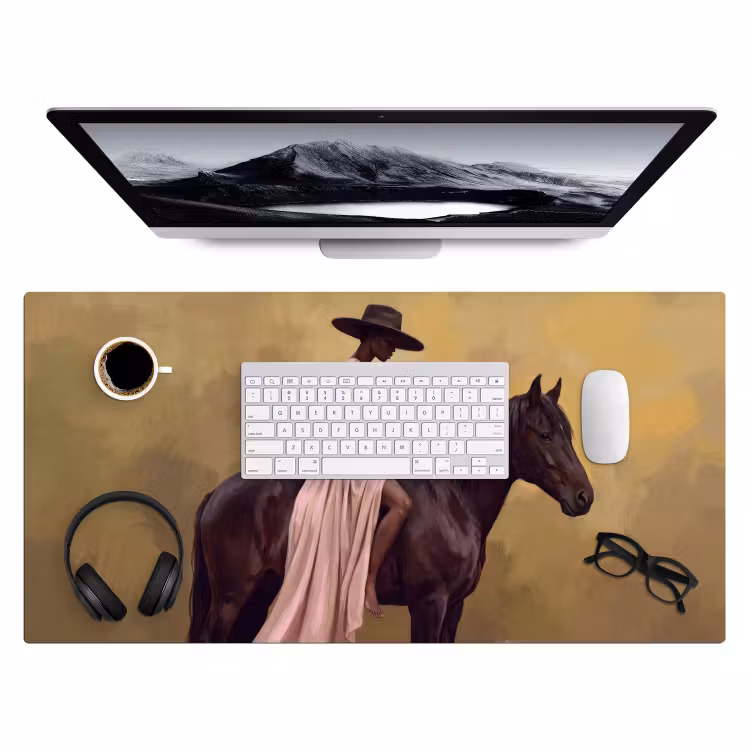 Paard - Klassiek - Oker Muismat XXL klein -3d