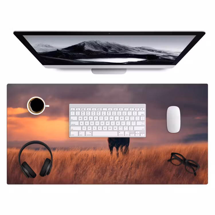 Paard - Wolken - Open veld Muismat XXL klein -3d