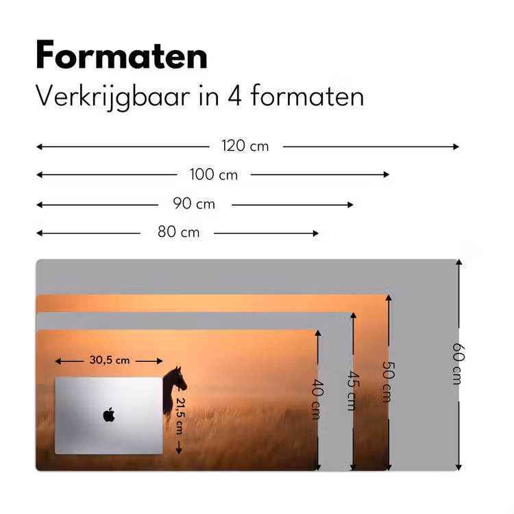 Paard - Grasveld - Zonsondergang Muismat XXL klein -sfeer5