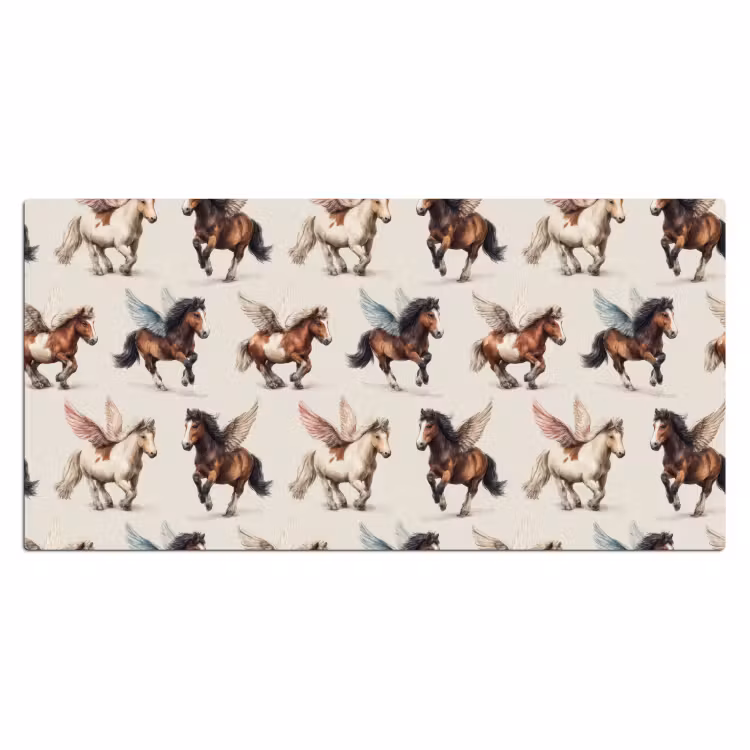 Paarden - Vleugels - Kleurrijk Muismat XXL klein 681 -3d_leeg