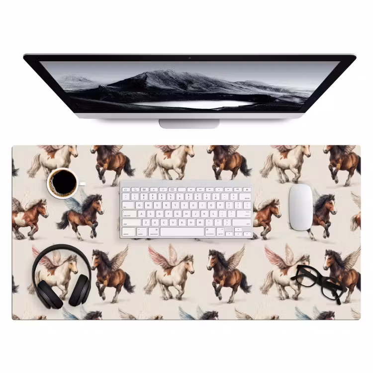 Paarden - Vleugels - Kleurrijk Muismat XXL klein 681 -3d