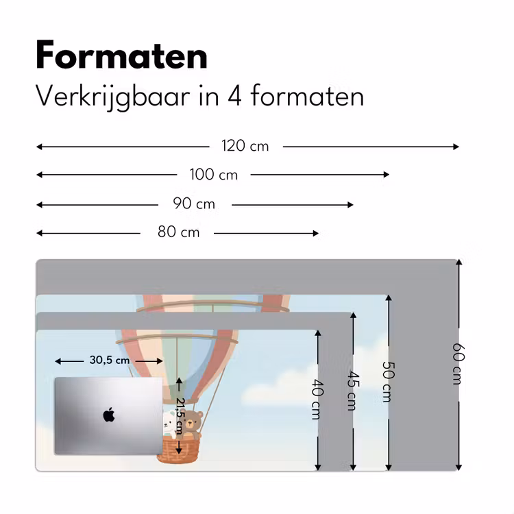 Luchtballon - Beren - Pastel Muismat XXL klein -sfeer5