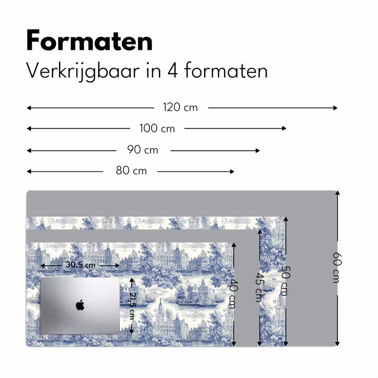 Huizen - Bomen - Water - Vogels - Blauw Muismat XXL klein 681 -sfeer5