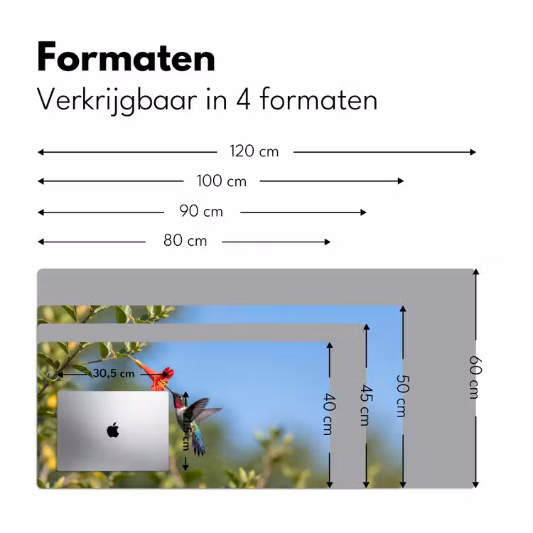 Kolibrie - Bloem - Natuur - Groen Muismat XXL klein -sfeer5