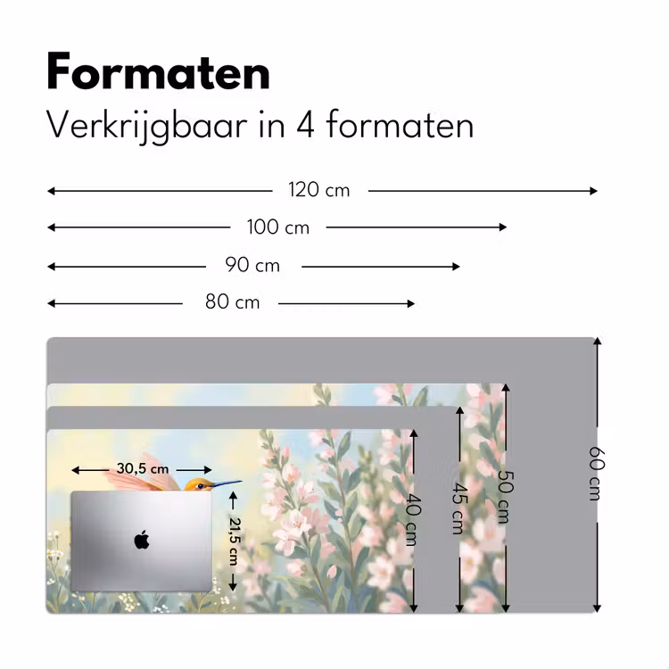 Kolibrie - Illustratie - Kleurrijk Muismat XXL klein -sfeer5