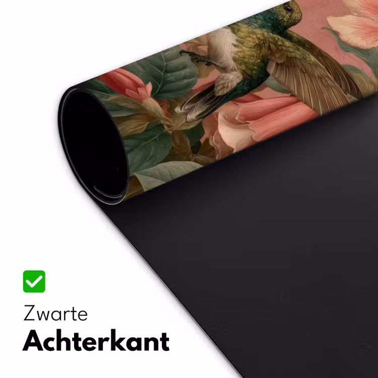Kolibries - Bloemen - Groen - Roze Muismat XXL klein -sfeer2