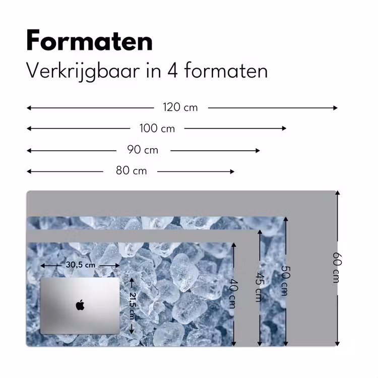 Ijsblokjes - Water - Blauw Muismat XXL klein -sfeer5