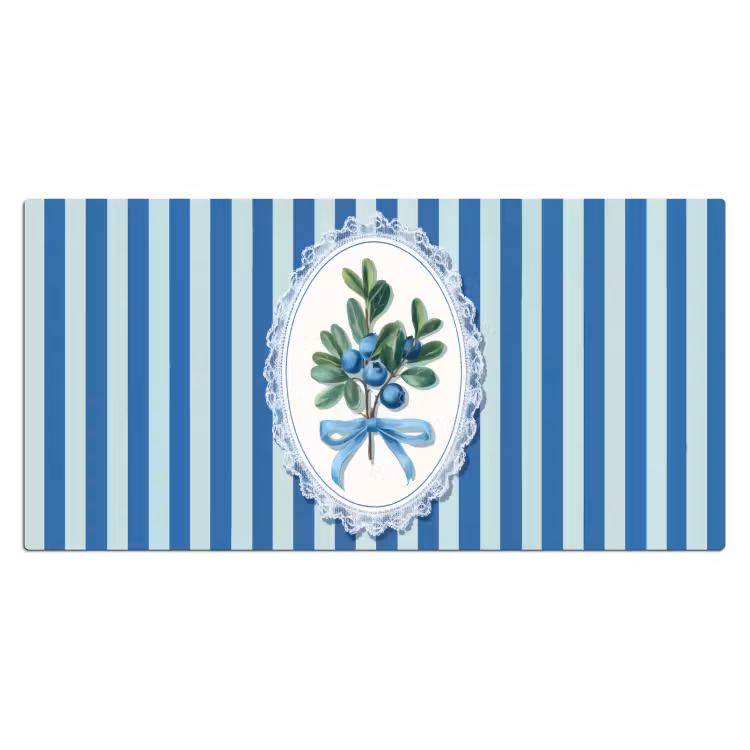 Illustratie - Bessen - Blauw - Strepen Muismat XXL klein -3d_leeg