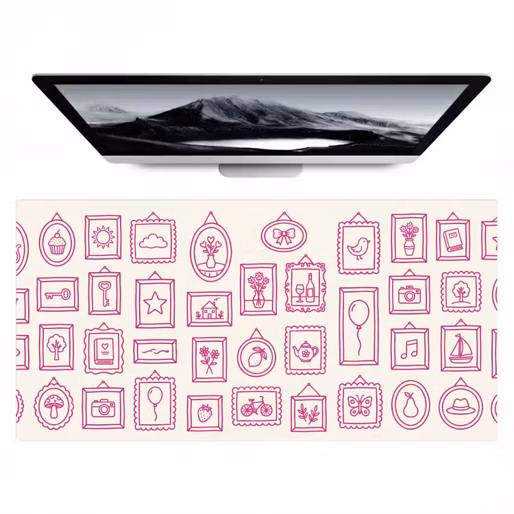 Illustratie - Collectie - Kunst - Minimalistisch - Roze Muismat XXL klein -zzz3d