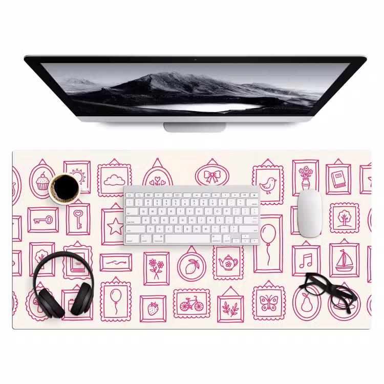 Illustratie - Collectie - Kunst - Minimalistisch - Roze Muismat XXL klein -3d