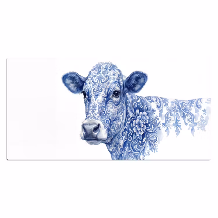 Illustratie - Koe - Blauw Muismat XXL klein -3d_leeg