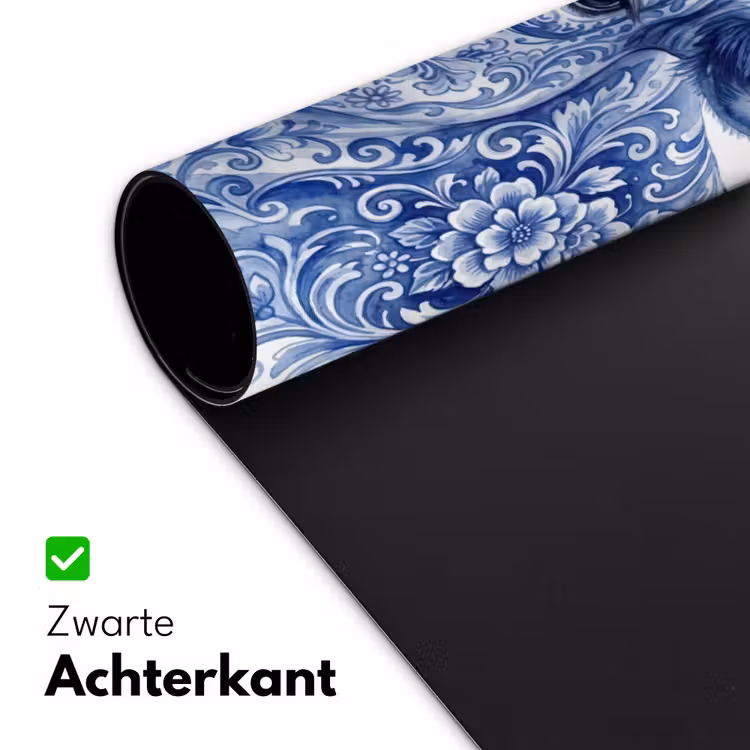 Illustratie - Koe - Blauw Muismat XXL klein -sfeer2