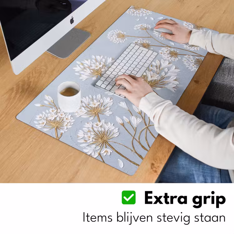 Illustratie - Bloemen - Blauw Muismat XXL klein -sfeer3