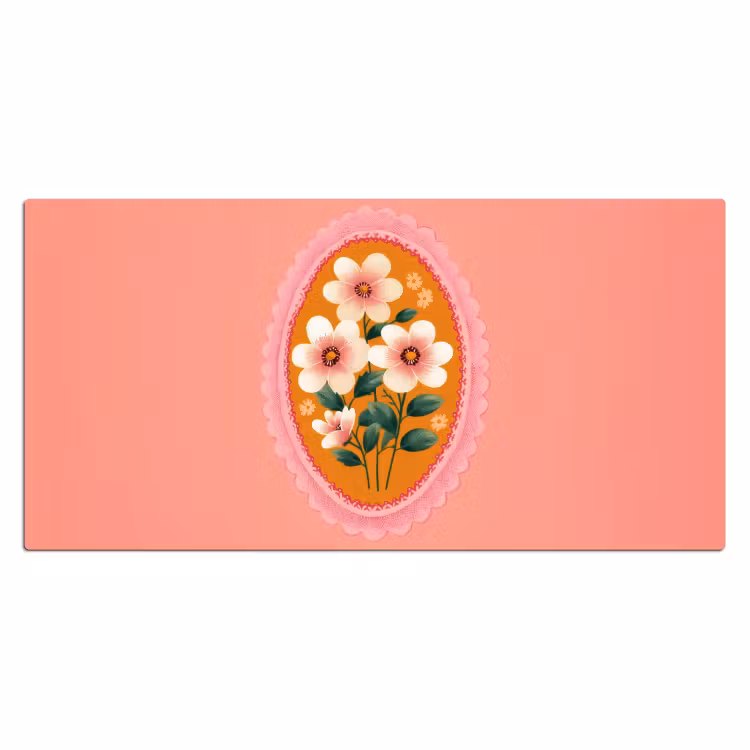 Illustratie - Bloemen - Rand - Roze Muismat XXL klein -3d_leeg