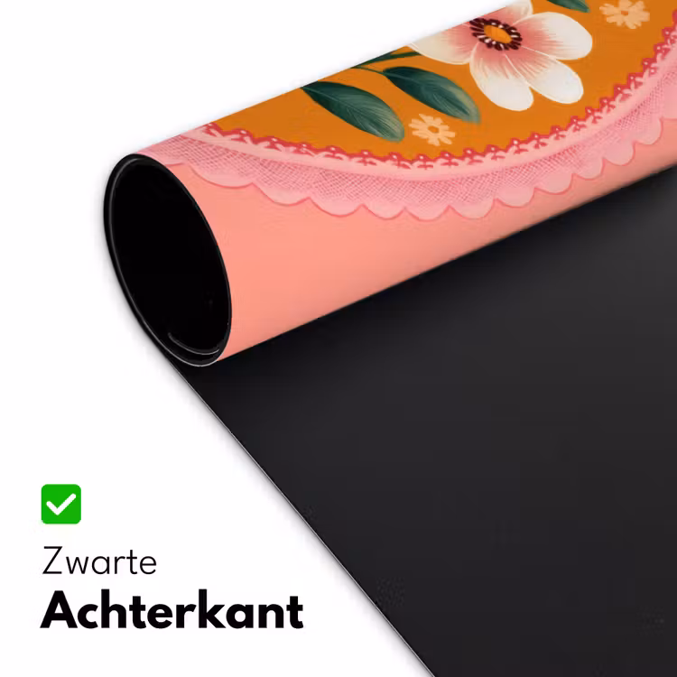 Illustratie - Bloemen - Rand - Roze Muismat XXL klein -sfeer2