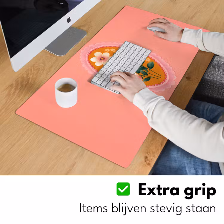 Illustratie - Bloemen - Rand - Roze Muismat XXL klein -sfeer3