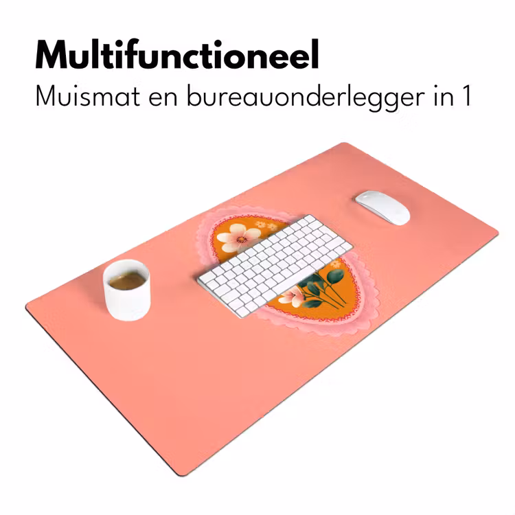 Illustratie - Bloemen - Rand - Roze Muismat XXL klein -sfeer4