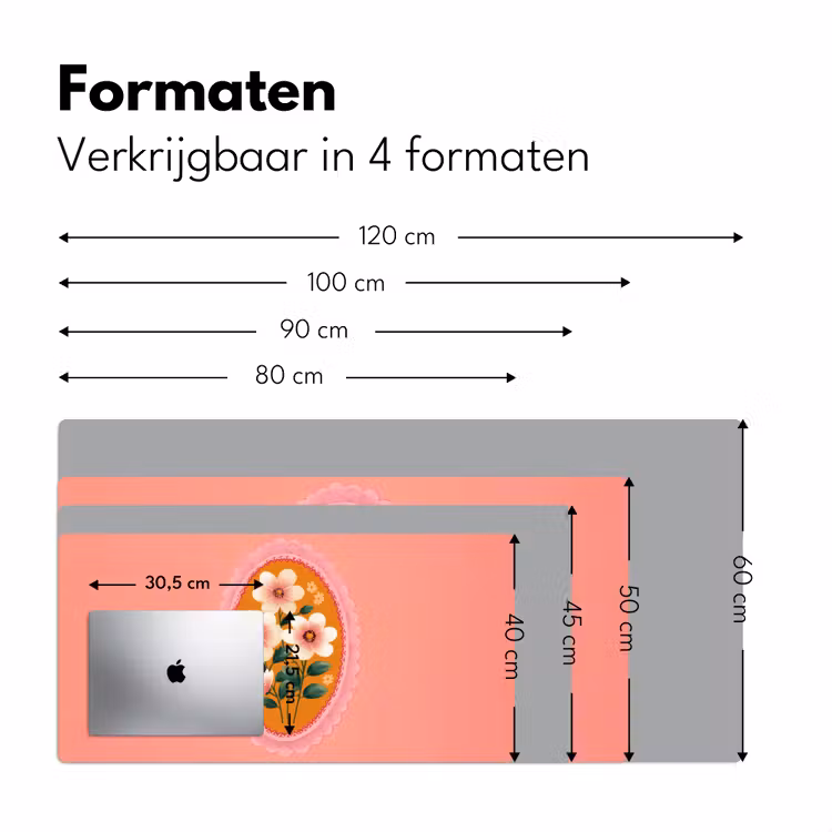 Illustratie - Bloemen - Rand - Roze Muismat XXL klein -sfeer5