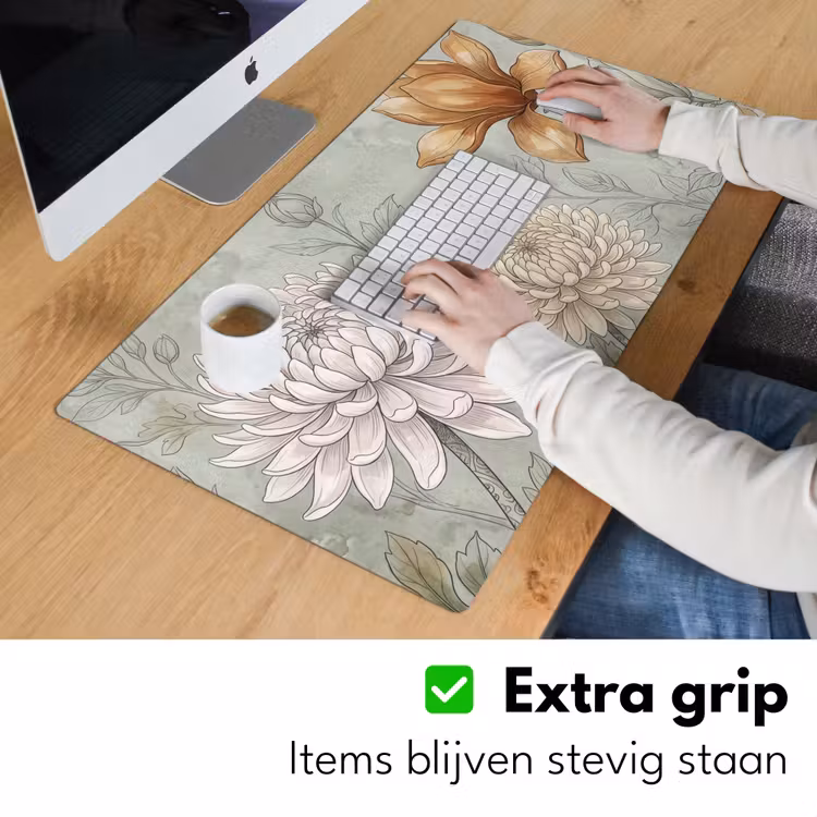Illustratie - Bloemen - Groen Muismat XXL klein -sfeer3