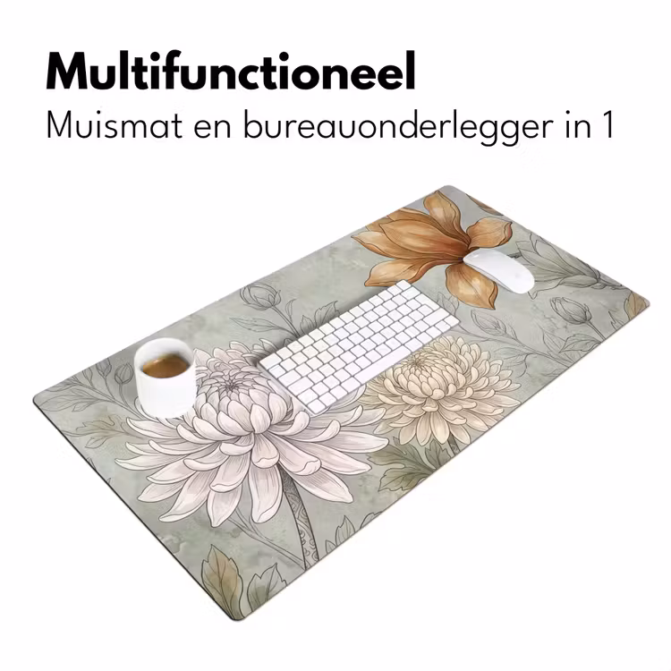 Illustratie - Bloemen - Groen Muismat XXL klein -sfeer4
