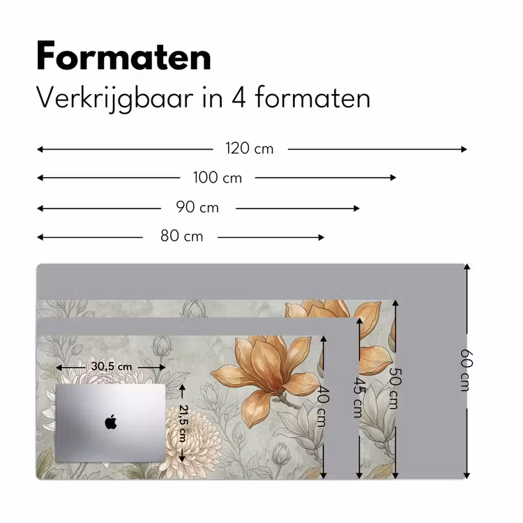 Illustratie - Bloemen - Groen Muismat XXL klein -sfeer5