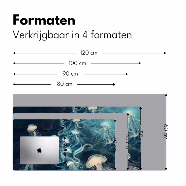 Kwallen - Zee - Wit - Golven Muismat XXL klein -sfeer5
