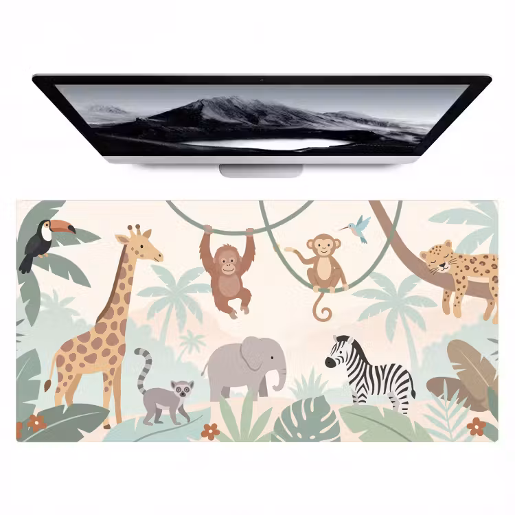 Jungle - Dieren - Groen Muismat XXL klein -zzz3d
