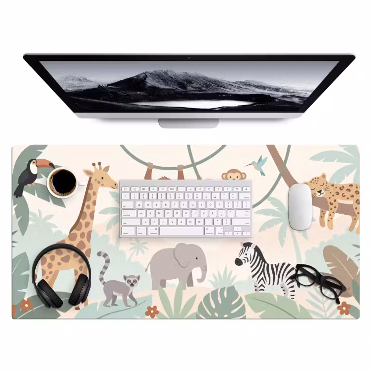 Jungle - Dieren - Groen Muismat XXL klein -3d