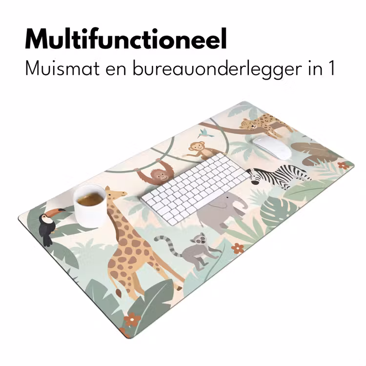 Jungle - Dieren - Groen Muismat XXL klein -sfeer4