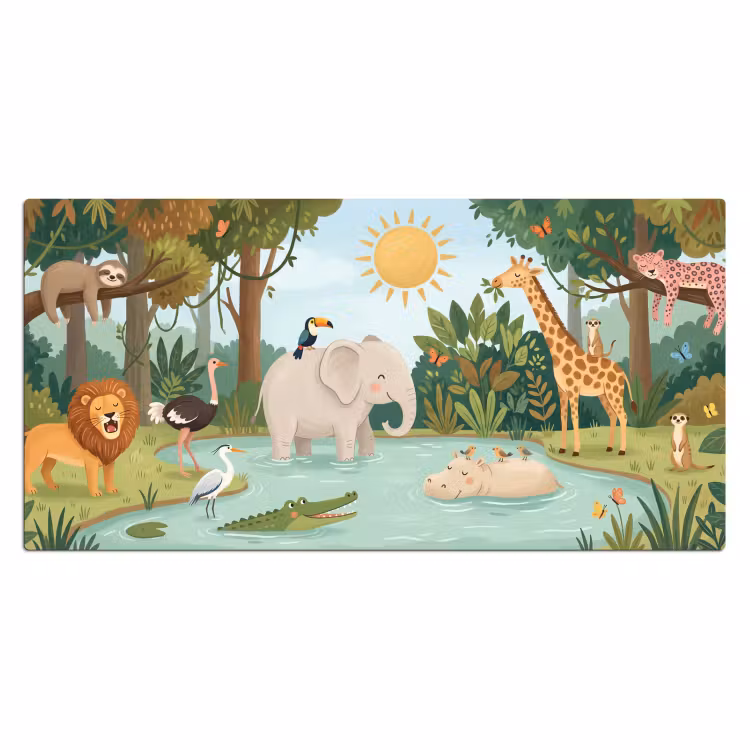 Jungle - Oase - Dieren - Kleurrijk Muismat XXL klein -3d_leeg