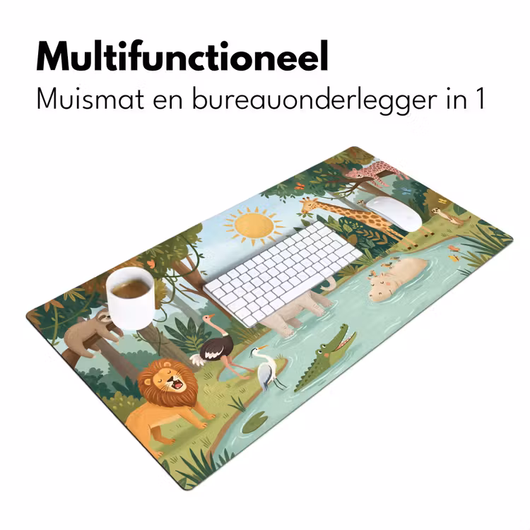 Jungle - Oase - Dieren - Kleurrijk Muismat XXL klein -sfeer4