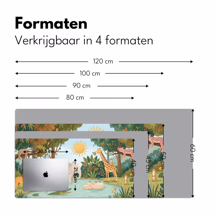 Jungle - Oase - Dieren - Kleurrijk Muismat XXL klein -sfeer5