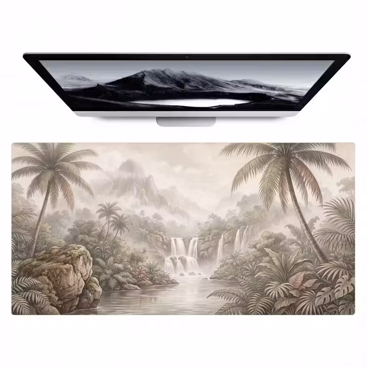 Jungle - Watervallen - Tropisch - Illustratie Muismat XXL klein -zzz3d